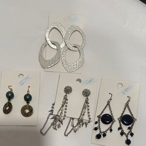 Set of 4 - Elegant Silver and Blue Earring Set